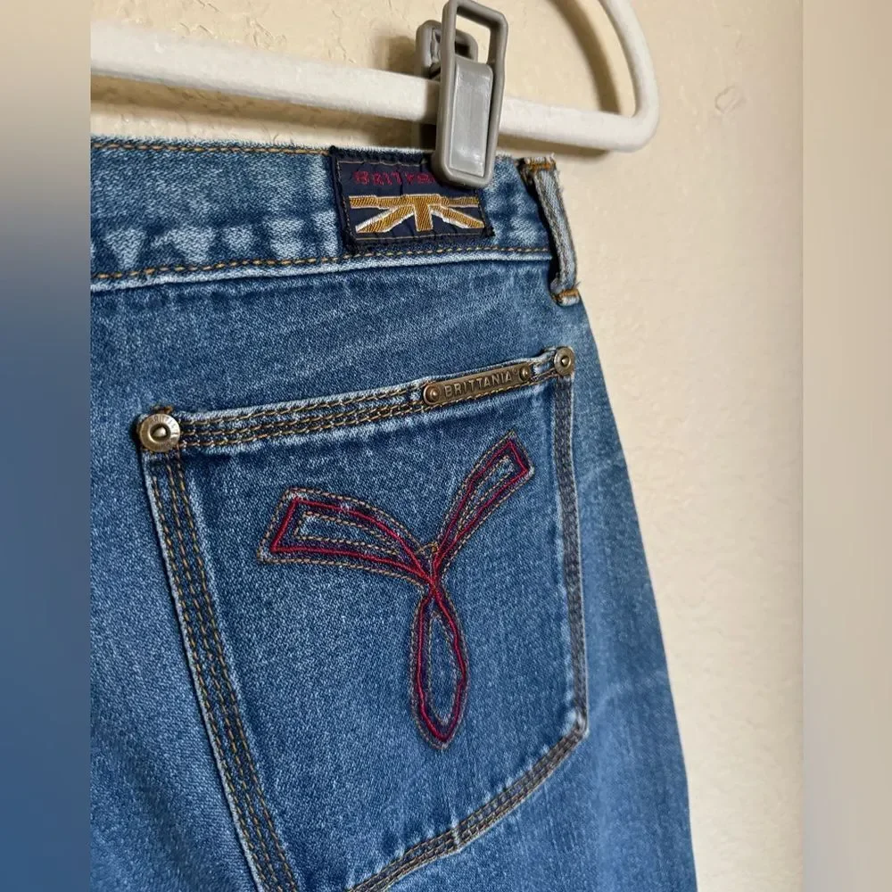 Vintage Britannia Wide Leg Sailor Jeans Sz 4 Distressed High Rise - Picture 10 of 11